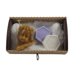 Caja de bambú con 2 mini jabones y Vela Busto de Ángel